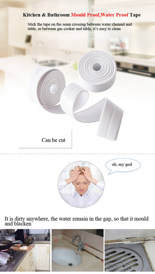 Kitchen Bathroom Wall Sealing Tape Waterproof Mould Proof Adhesive Tape