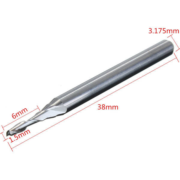 3.175x1.5x6mm Two Flute Carbide Ball Nose End Mill Cutter