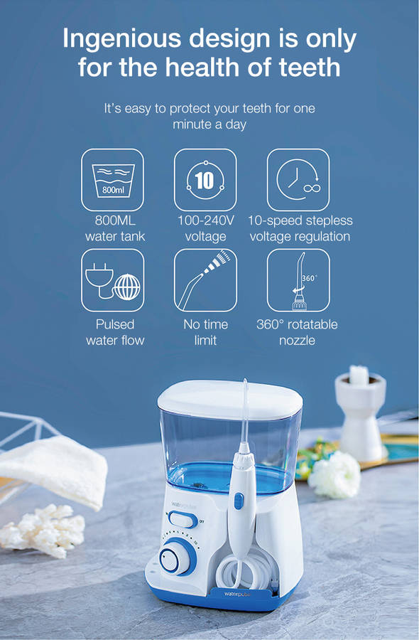Waterpulse V300 Oral Irrigator  800ml Water Flosser for Dental Hygiene