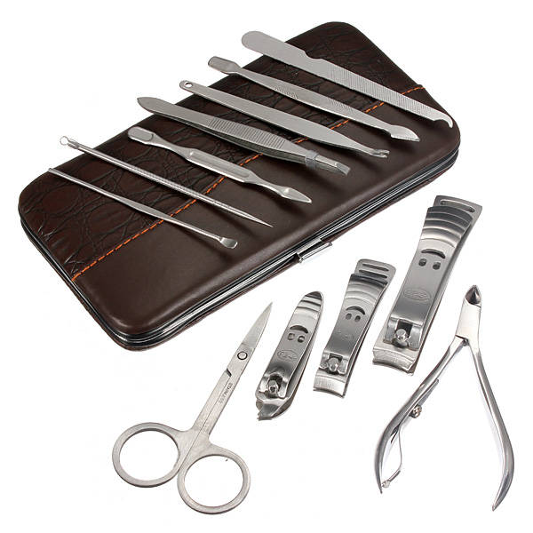 12pcs NailCare Clipper Pedicure Scissor Tweezer Manicure Set Kit
