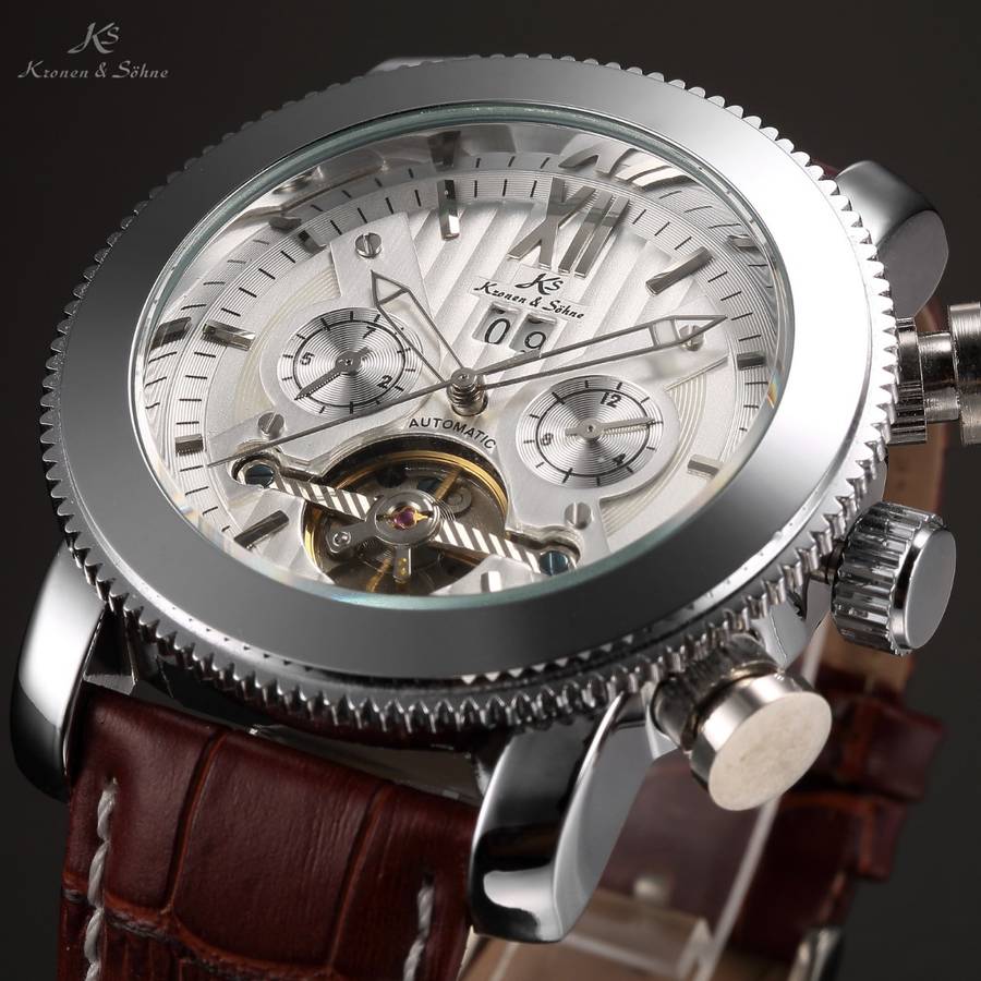 KRONEN & SOHNE Automatic Skeleton Tourbillon Chrono Watch Brand new w/ BOX, PAPERS