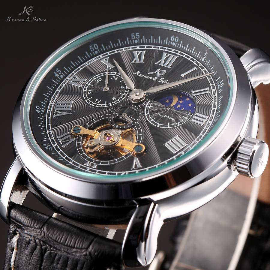 KRONEN & SOHNE Moonphase Skeleton Tourbillon Chrono Watch Brand new w/ BOX, PAPERS