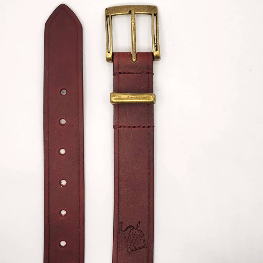 Mens Belt, Full Grain Leather - Red-Brown