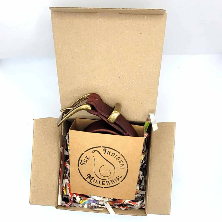 Mens Belt, Full Grain Leather - Red-Brown