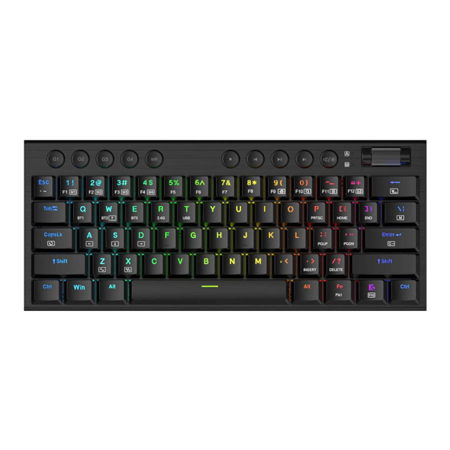REDRAGON Horus Mini Pro 61Key Wireless Bluetooth Red Switch RGB Low Profile Gaming Mechanical Key...