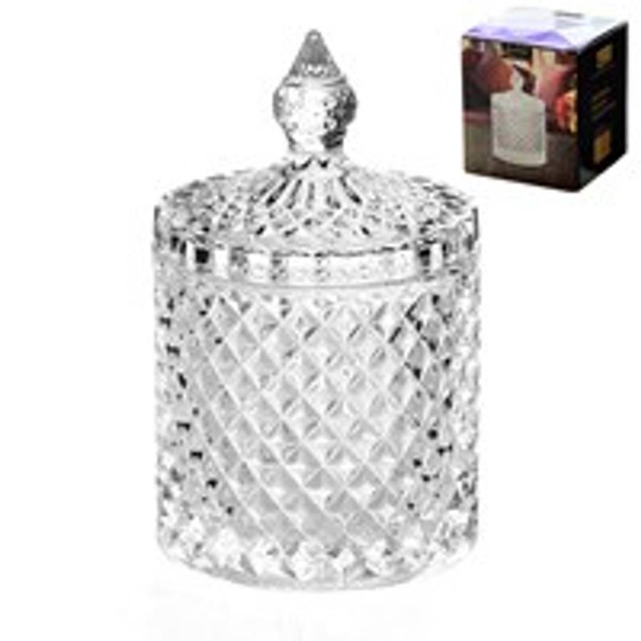 CRYSTAL GLASS - DIAMOND CUT SOGA  JAR & LID