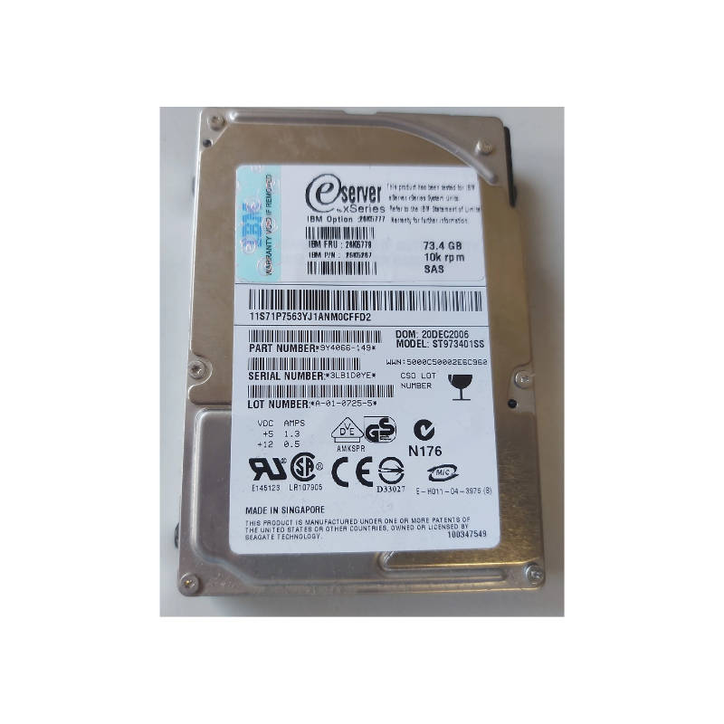 IBM 73.4GB 2.5 SAS HDD 9Y4066-149  - FOR SERVERS ONLY