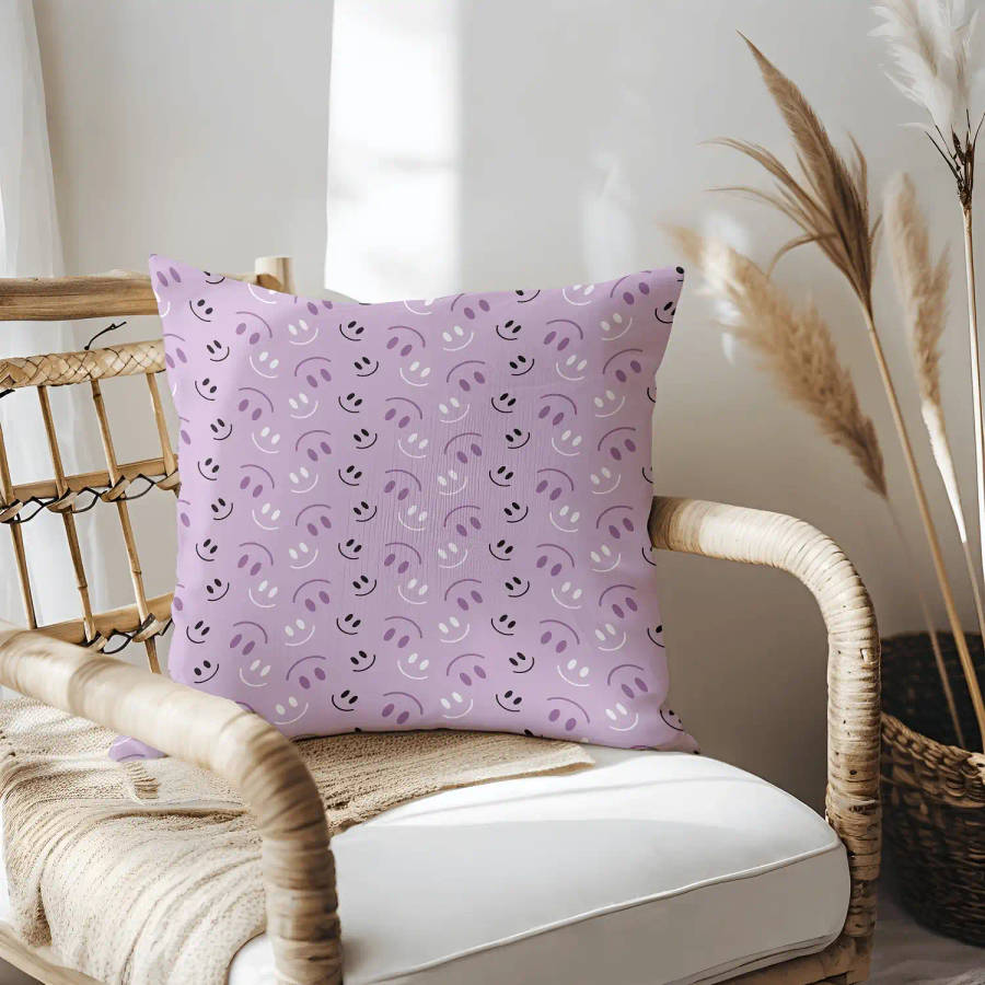 Purple Smile Throw Pillow