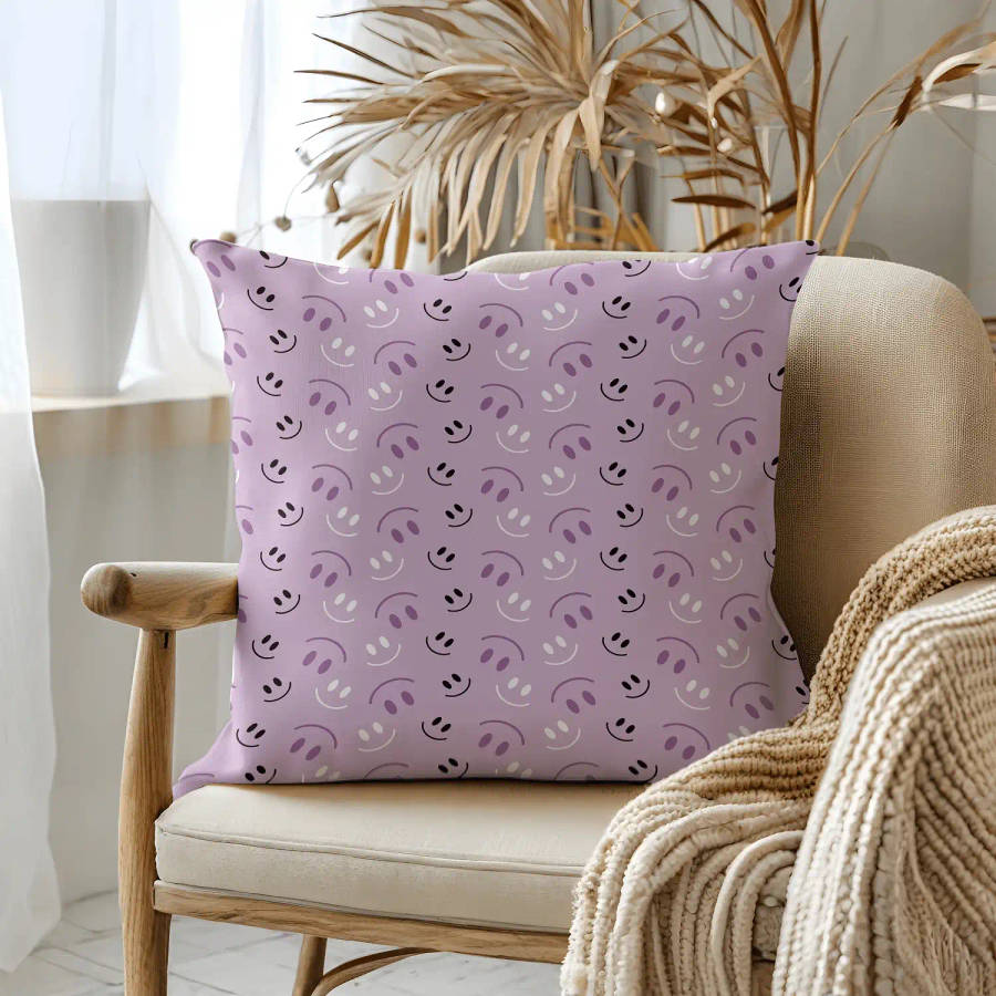 Purple Smile Throw Pillow