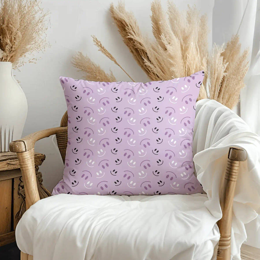 Purple Smile Throw Pillow