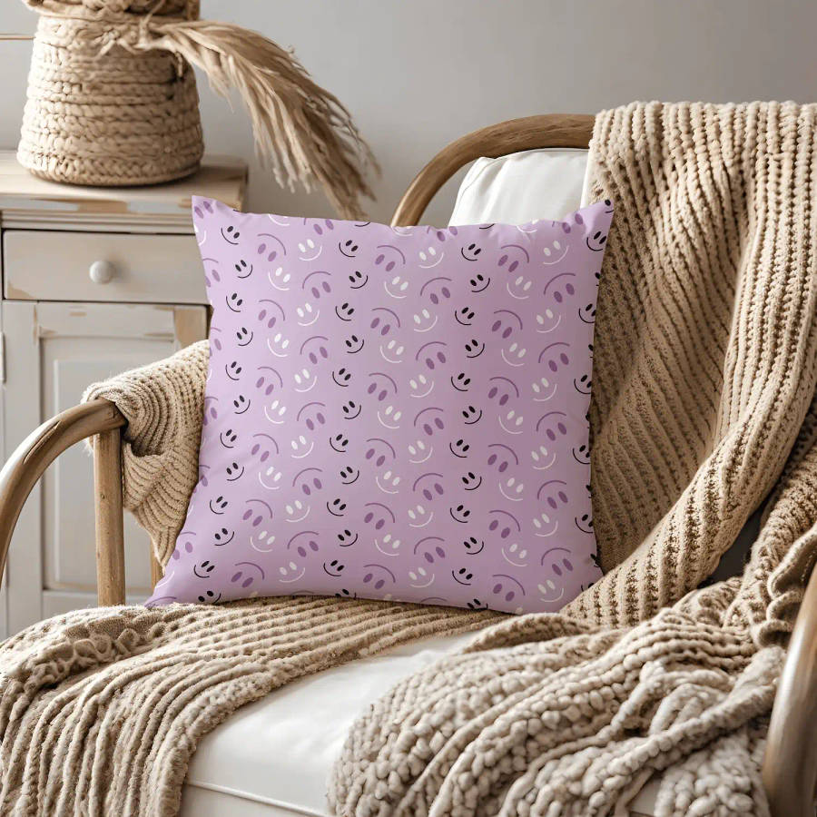 Purple Smile Throw Pillow