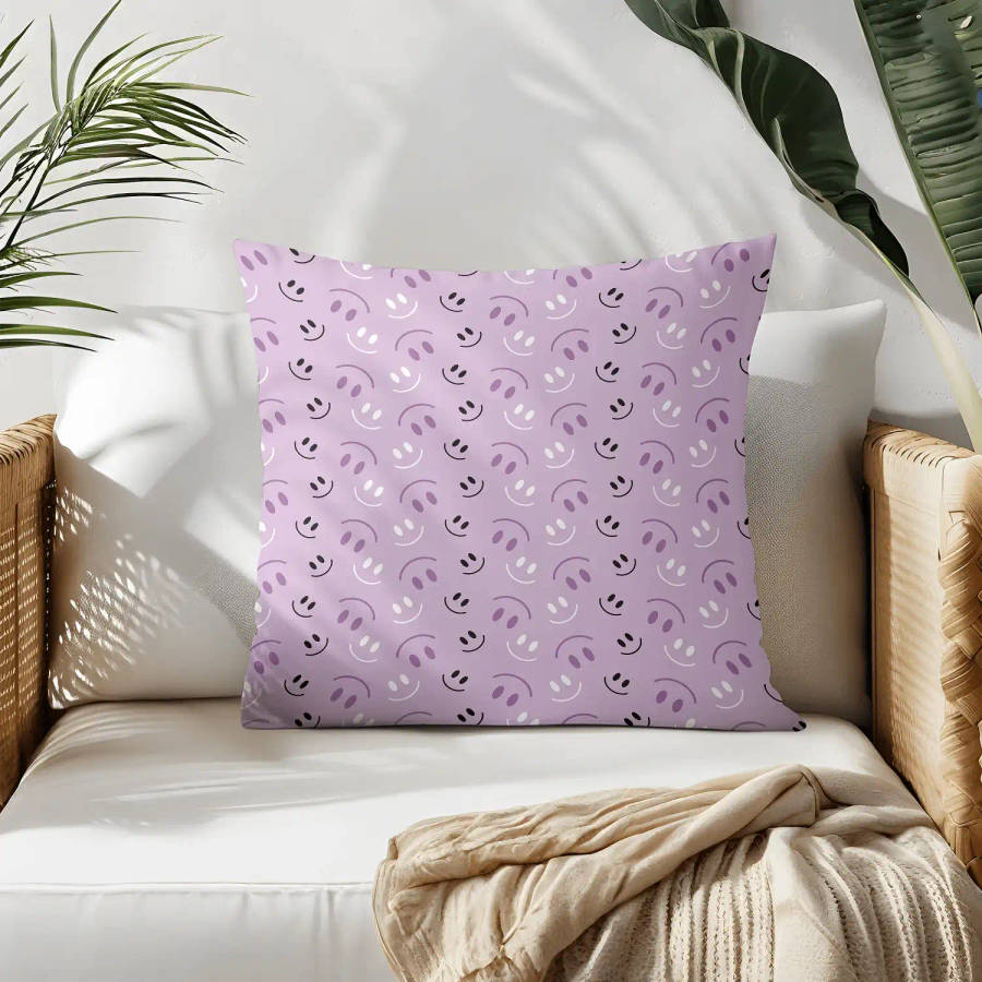 Purple Smile Throw Pillow
