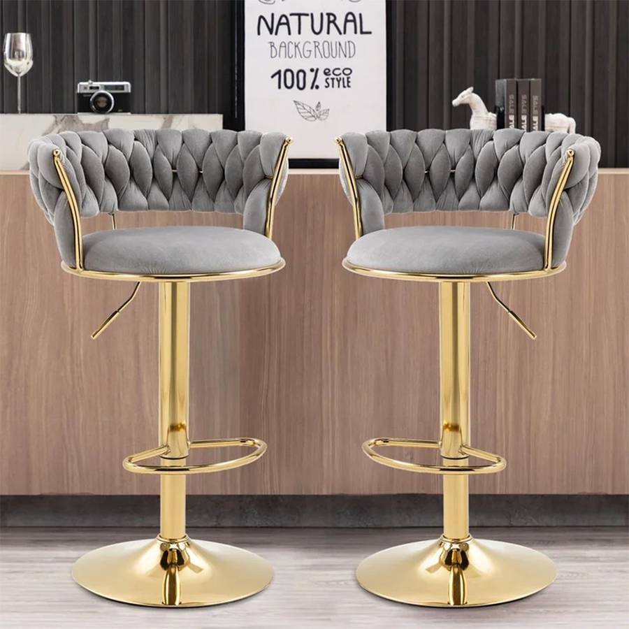 KC FURN-Cady Velvet Swivel Bar Stool