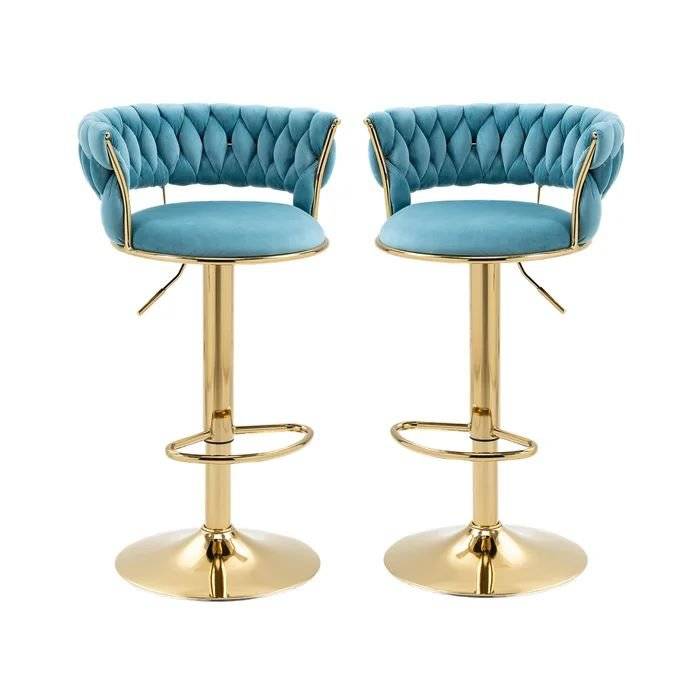 KC FURN-Cady Velvet Swivel Bar Stool