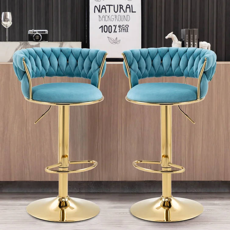 KC FURN-Cady Velvet Swivel Bar Stool