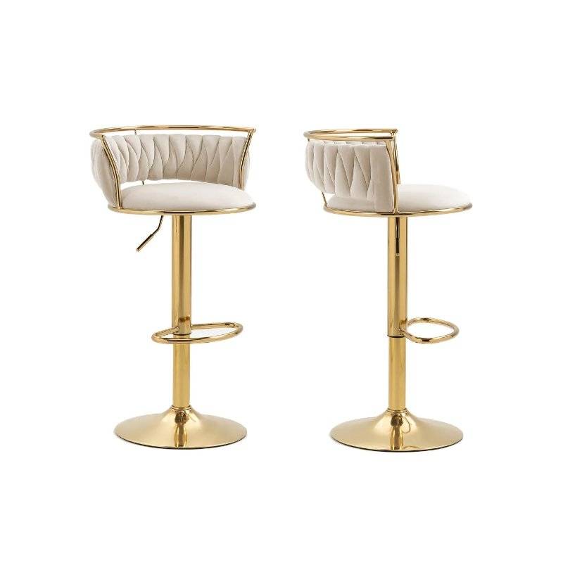 KC FURN Lexi Velvet Swivel Bar Stool
