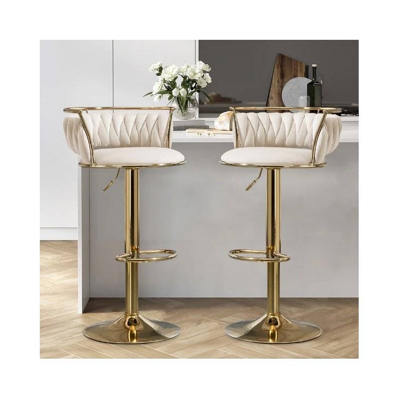 KC FURN Lexi Velvet Swivel Bar Stool