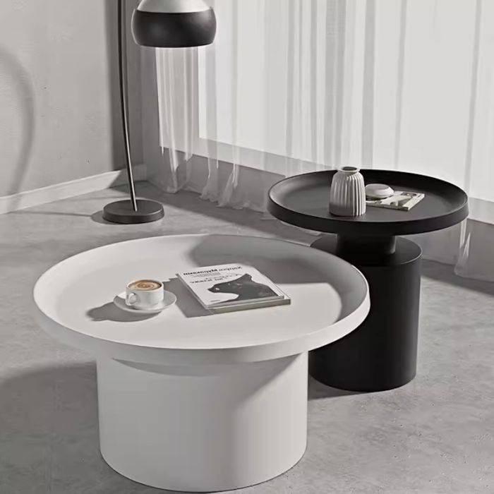 KC Furn-Black And White Carbon Steel Coffee Table