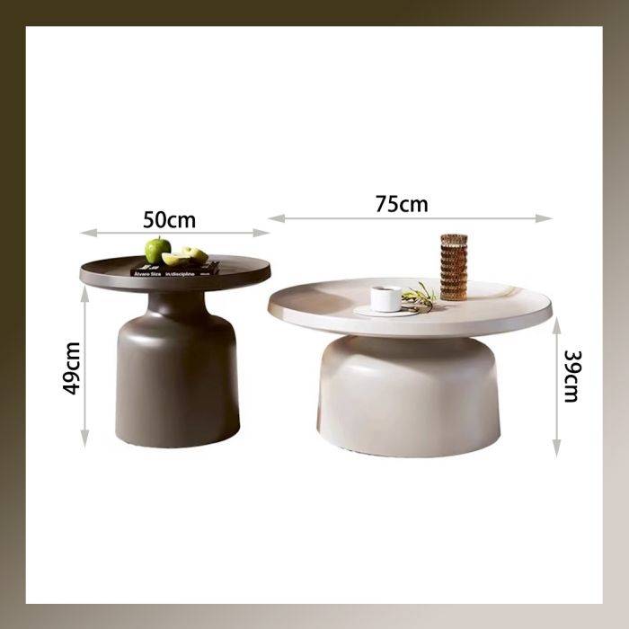 KC Furn-Black And White Carbon Steel Coffee Table