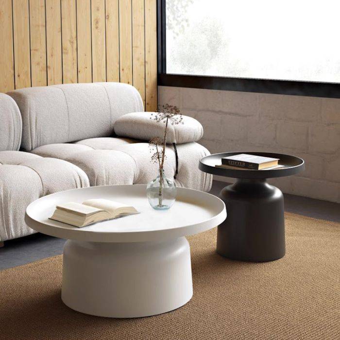 KC Furn-Black And White Carbon Steel Coffee Table