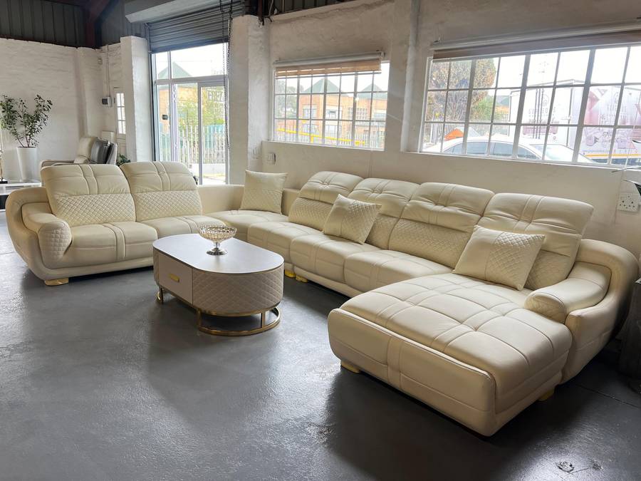 KC FURN Pedro Full Leather Corner Lounge Suite