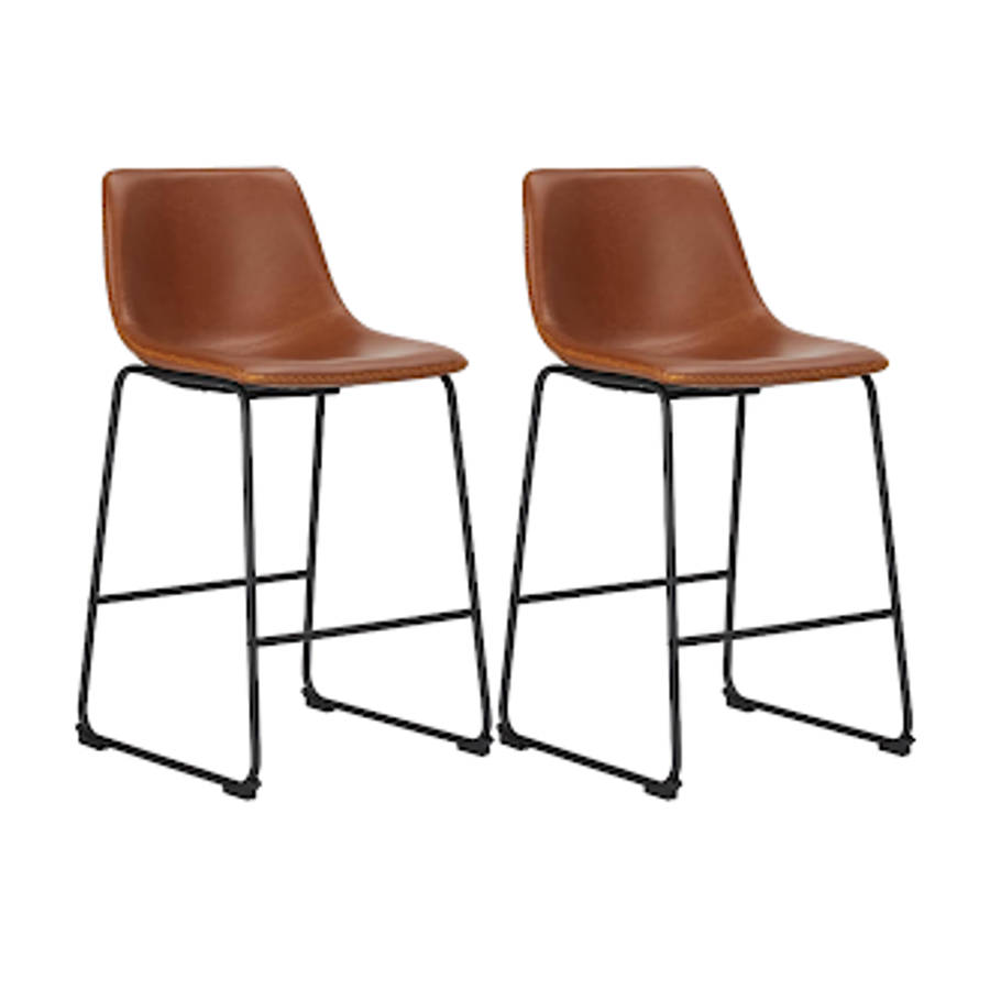KC FURN - Leathersoft Set Of 2 Bar Stools