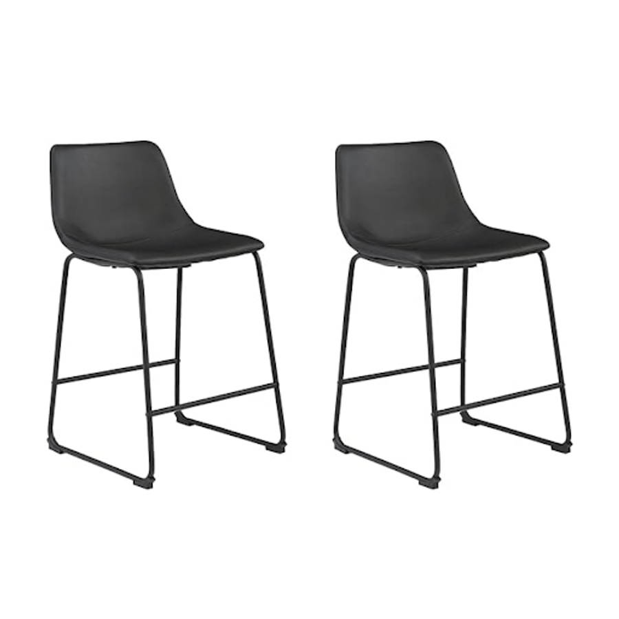 KC FURN - Leathersoft Set Of 2 Bar Stools