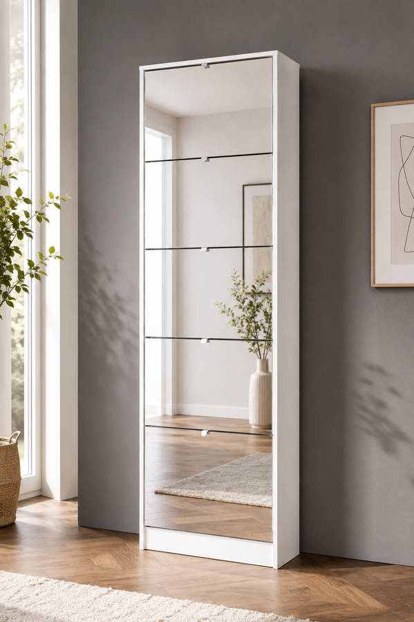 KC FURN - 5 Door Mirror Shoe Cabinet