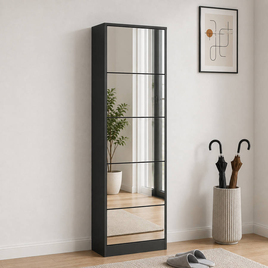 KC FURN - 5 Door Mirror Shoe Cabinet