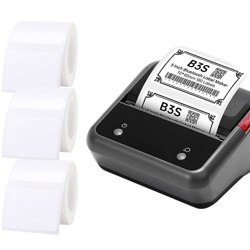 3 White Labels + Niimbot B3S Thermal Label Printer Bundle