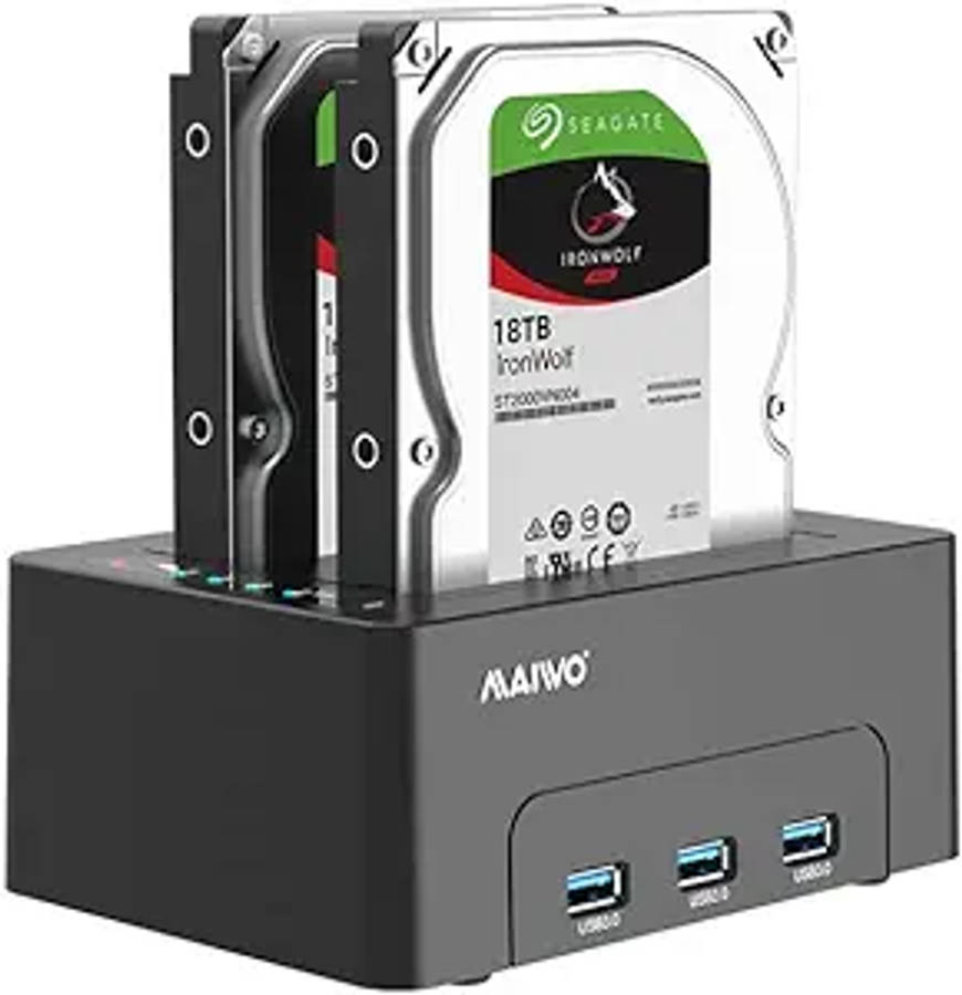 USB C 3.0 To SATA Dual Bay External Hard Drive Docking Station - Black