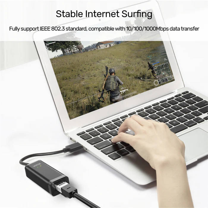 USB 3.0 to Gigabit Ethernet Adapter in Black