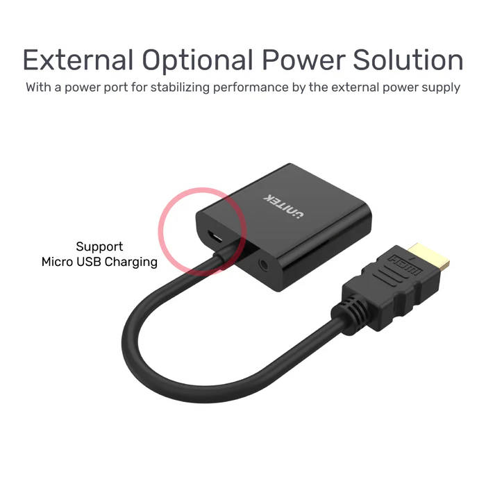HDMI to VGA Adapter with 3.5mm for Stereo Audio plus Mini & Micro HDMI Adapter
