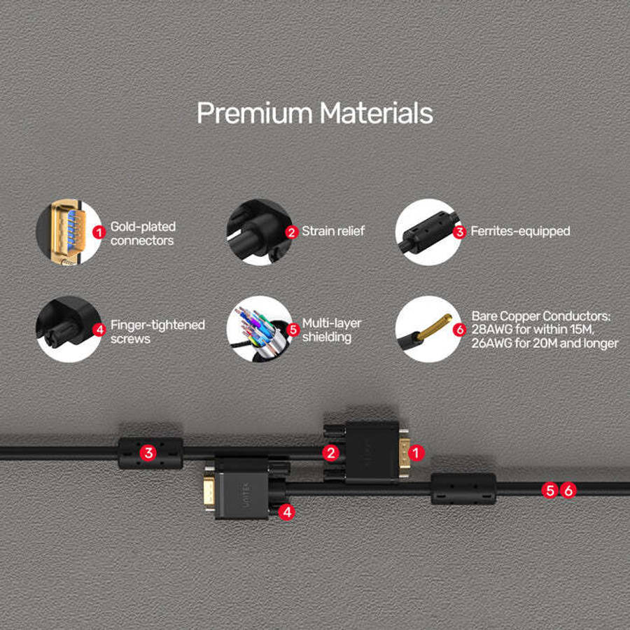 VGA 15 Pin M TO M Monitor Cable 2 Metre