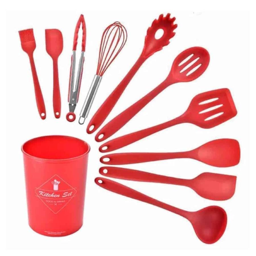 Killer Deals 10-Pack Silicone Spatula Whisk Tong Spoon Kitchen Utensil Set