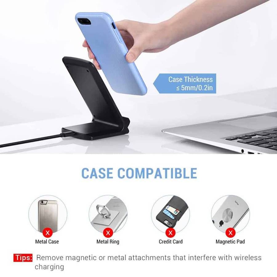 Killer Deals iPhone/Samsung 10W QI wireless fast charging dock stand - White