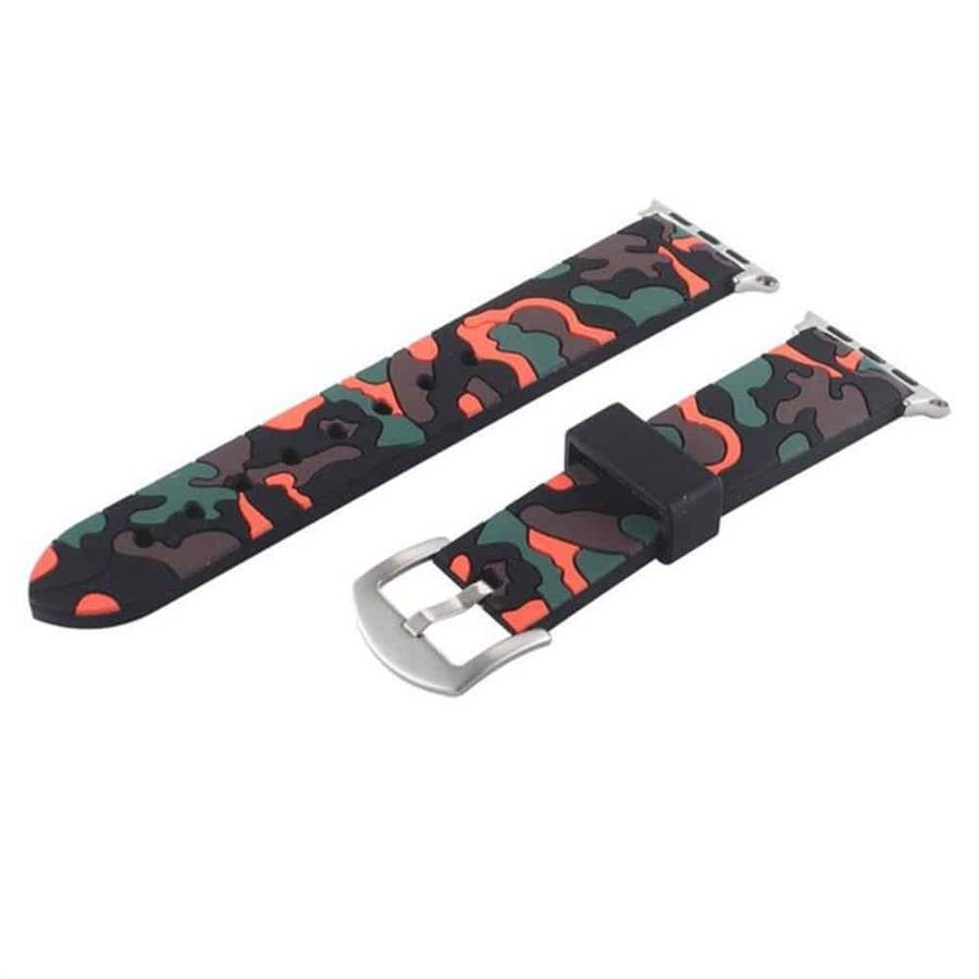 Killer Deals Silicone Strap for 38/40/41mm Apple Watch (S/M/L) - Camo Black & Red