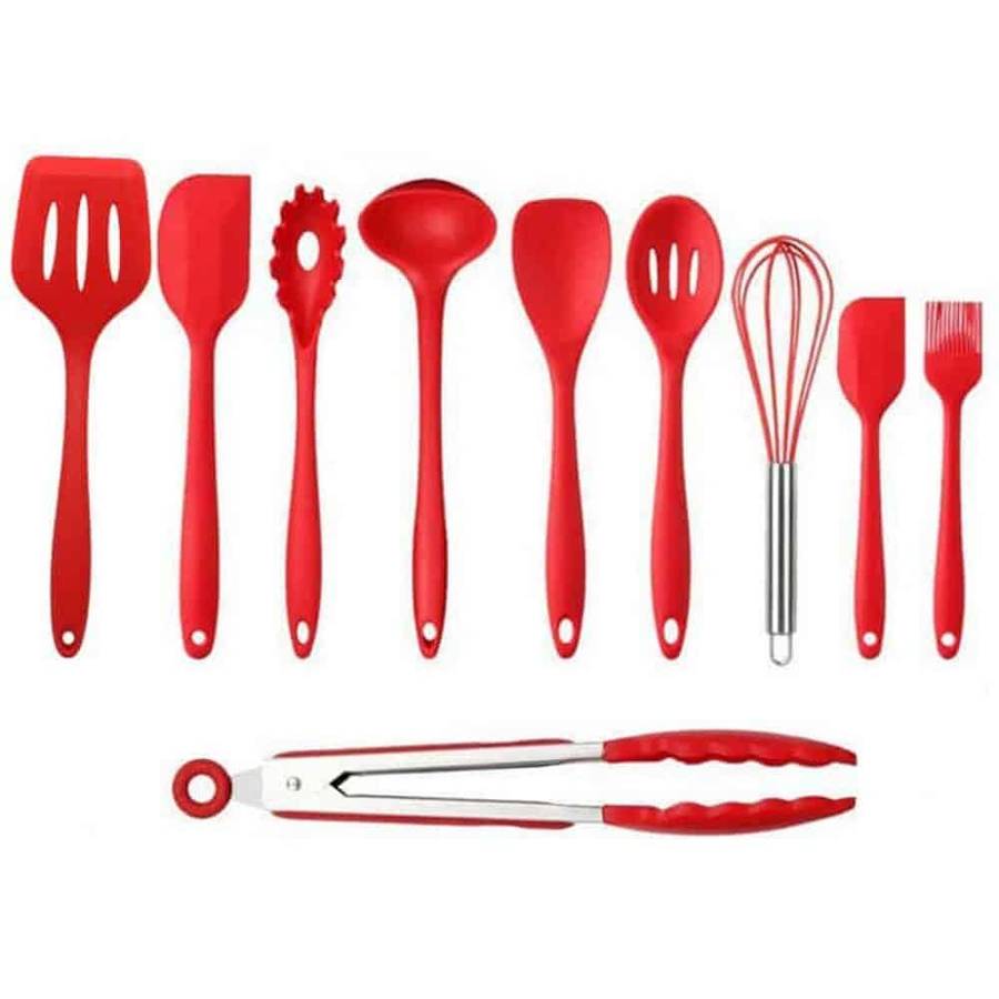 Killer Deals 10-Pack Silicone Spatula Whisk Tong Spoon Kitchen Utensil Set