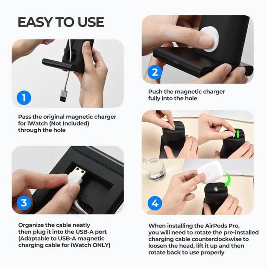 Killer Deals 3 in 1 Wireless Charger for Apple iPhone / iPod / iWatch