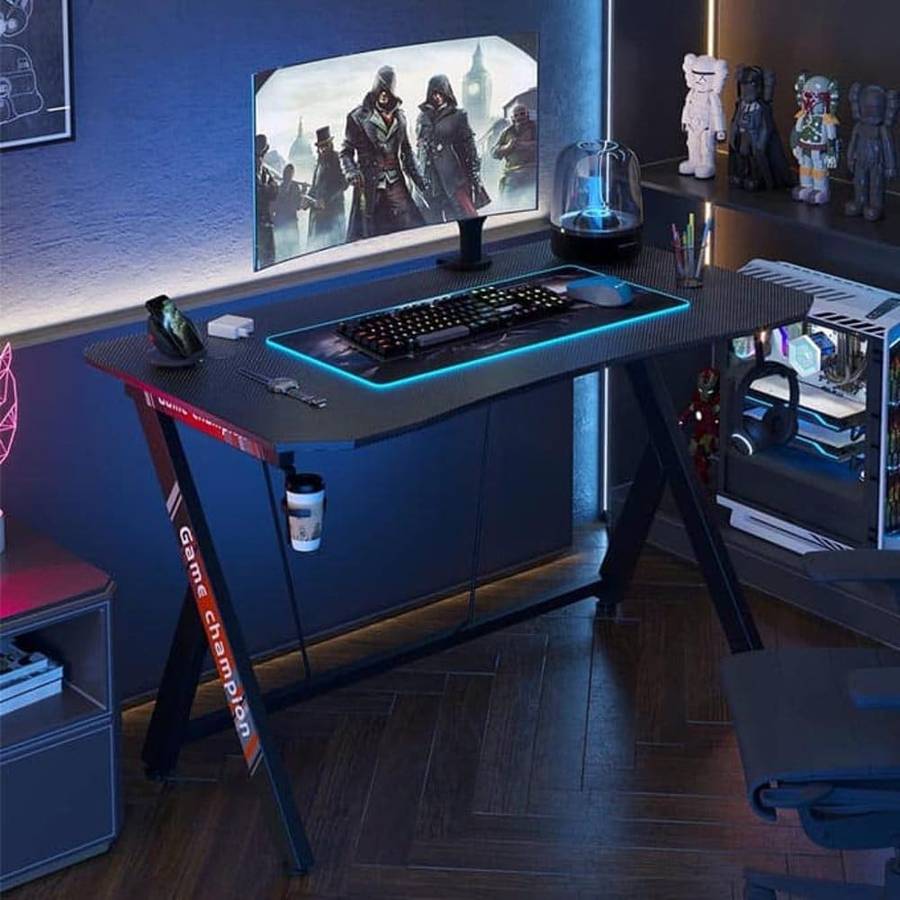 Killer Deals Ergonomic Legend Gaming Desk w/ Cup Holder & Headphone Rack