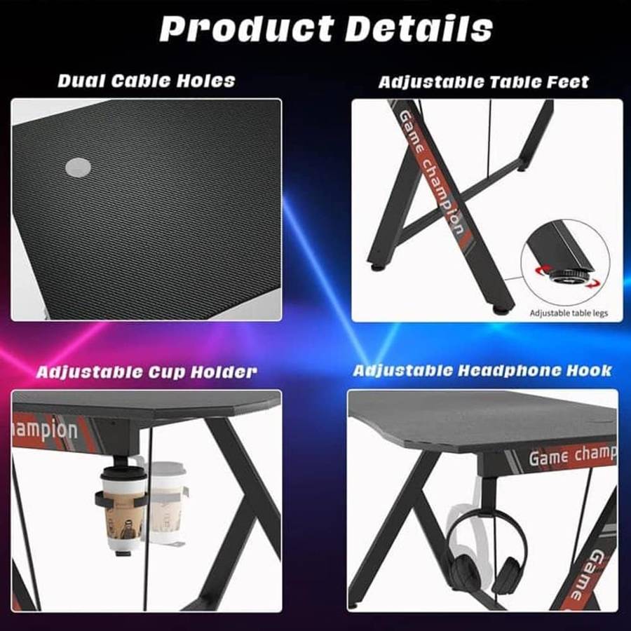 Killer Deals Ergonomic Legend Gaming Desk w/ Cup Holder & Headphone Rack