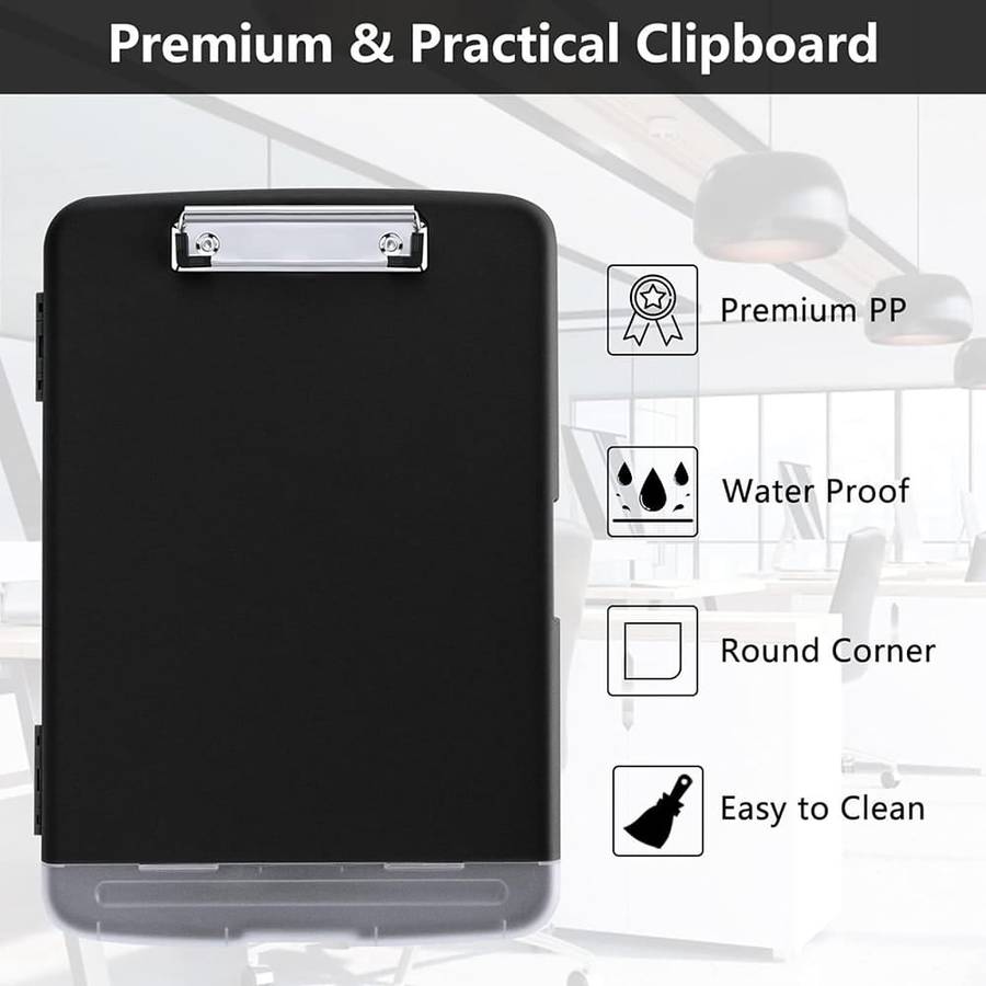 Killer Deals A4 Document Binder Clipboard- Pen Holder & Storage Compartment