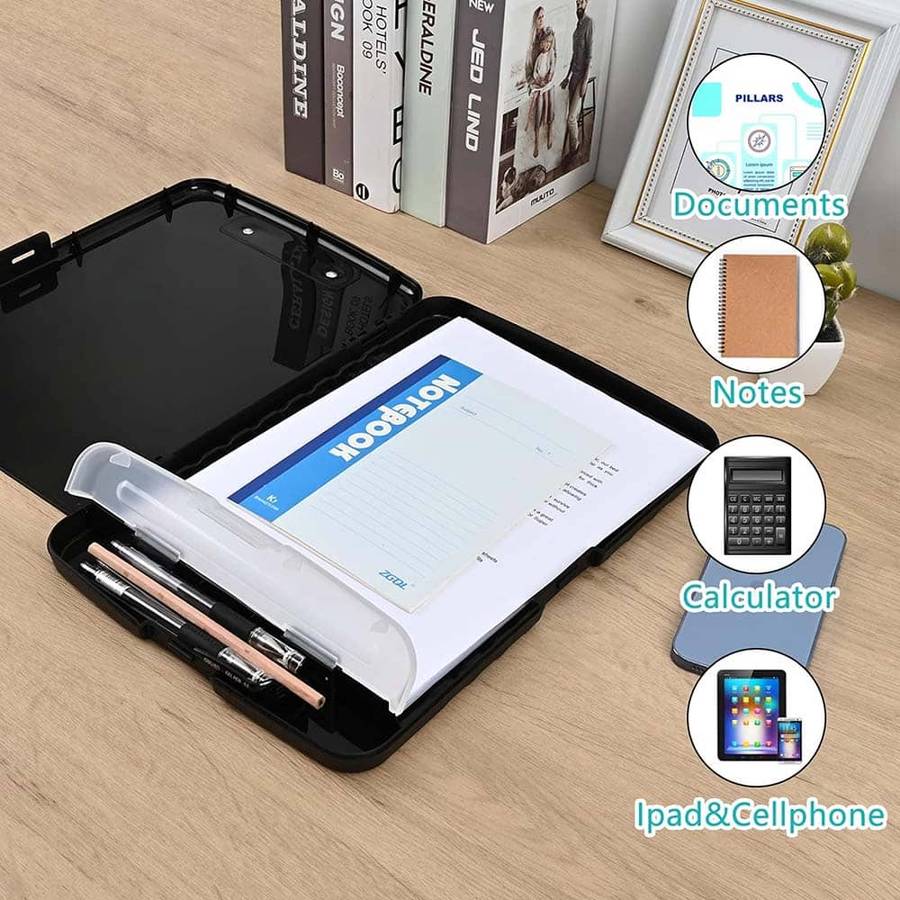 Killer Deals A4 Document Binder Clipboard- Pen Holder & Storage Compartment