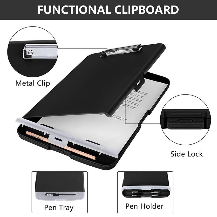 Killer Deals A4 Document Binder Clipboard- Pen Holder & Storage Compartment
