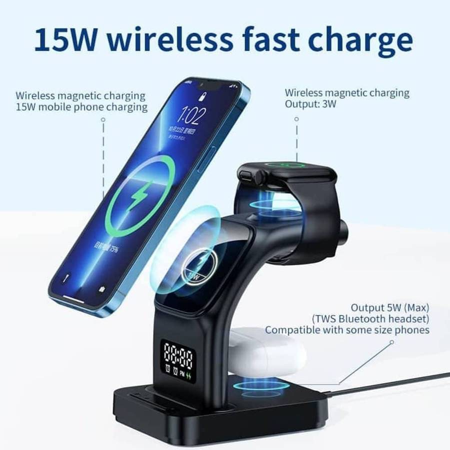 Killer Deals 5-in-1 MagSafe Wireless Charging Clock Station Dock for Apple