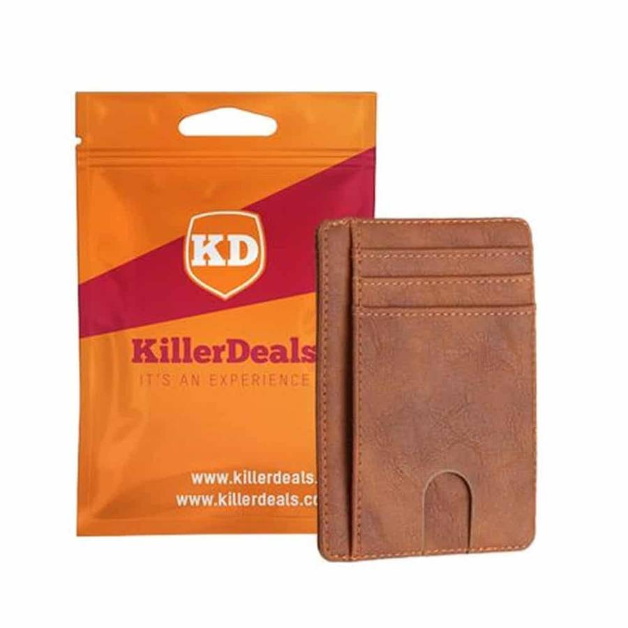 Killer Deals Vegan Leather Minimalist Wallet with RFID Card Protection - Brown