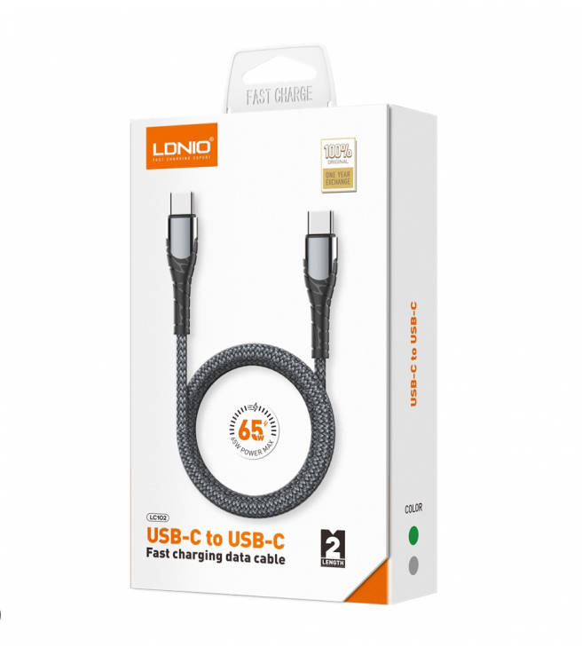 Ldnio LC-102 USB-C to USB-C Fast Charging Data Cable 65W - 2m