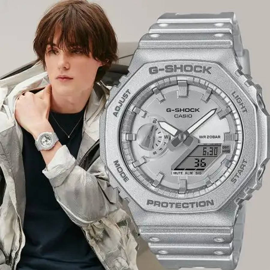 Casio G-Shock Silver Carbon Core Unisex Watch GA-2100FF-8ADR