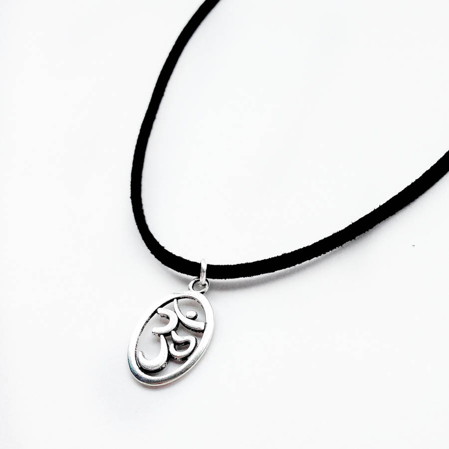 Designer Om Charm Suede Choker
