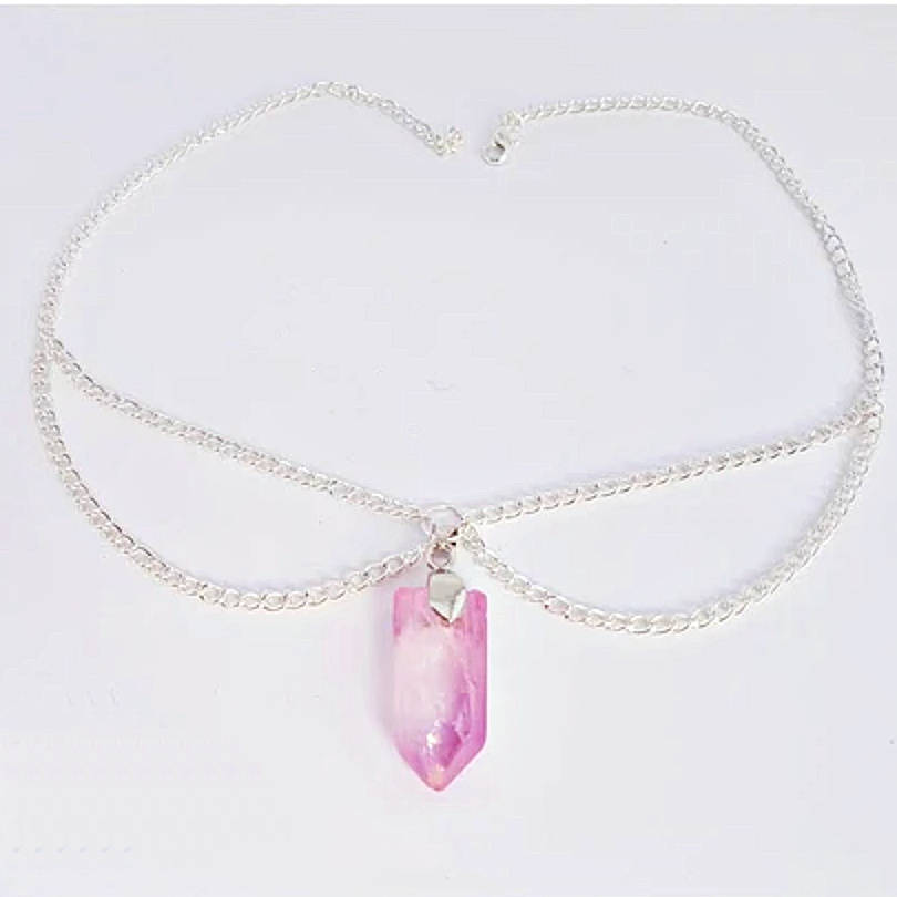 Rose Aura Quartz Chain Choker